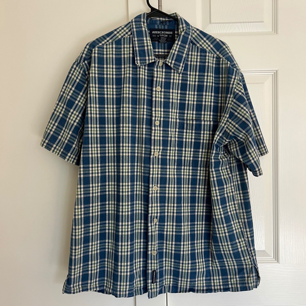 Y2k Abercrombie & Fitch "The Big Shirt" Plaid Short Sleeve Button Up Shirt Large